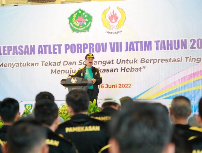 Foto: Wakil Bupati Pamekasan, Fattah Jasin memberikan dukungan kepada para atlet yang akan berlaga di Porprov Jatim 2022